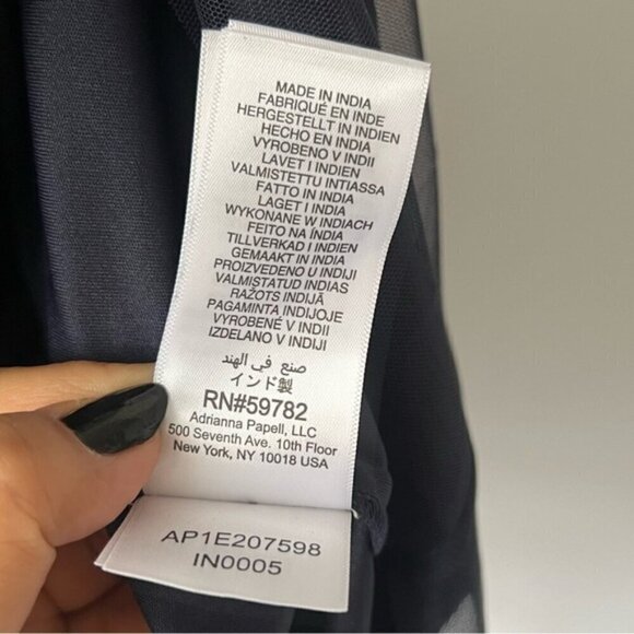 Adrianna Papell - Long Sequins Beaded One-Shoulder Gown - Dusty Navy. Size: 18W - Picture 14 of 16